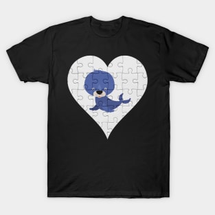 Jigsaw  Sea Lion Heart Design - Fish Sea Lion T-Shirt